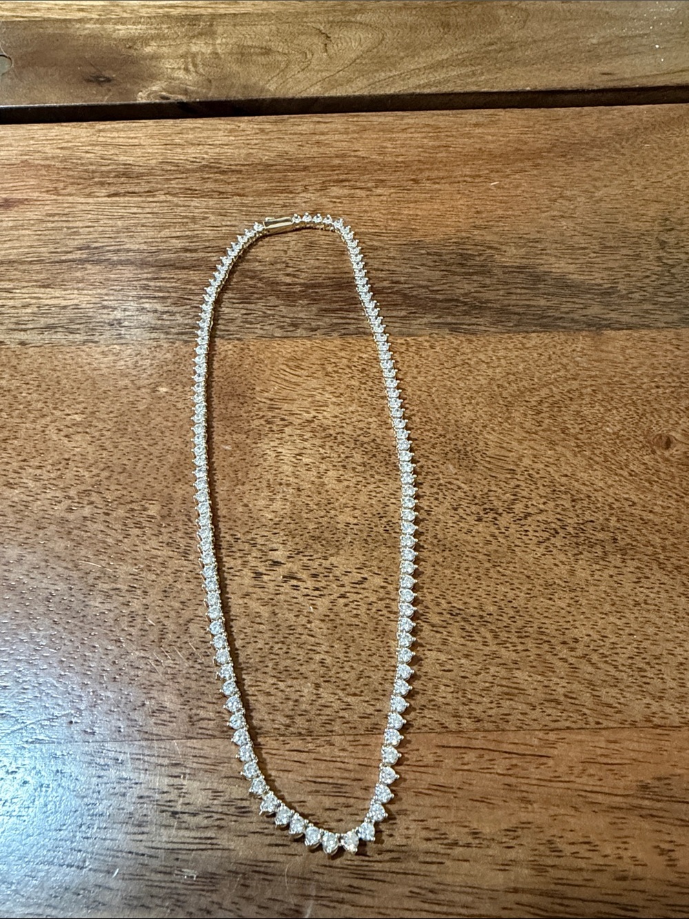 Sparkling Cubic Zirconia Tennis Necklace in With Gold tone setting 16 inches